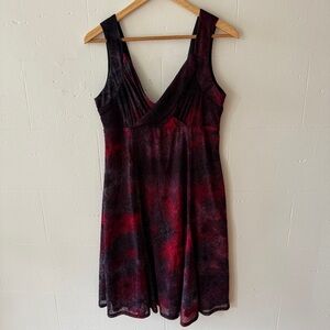 Y2K Red and Black Embroidered Sleeveless Dress with Sparkles